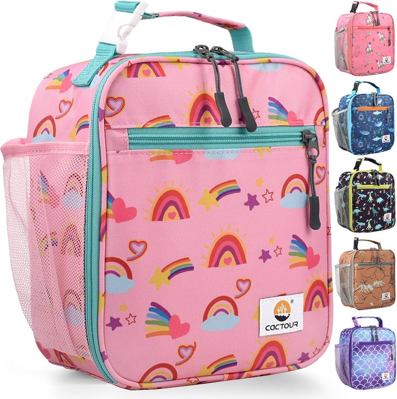 CaCTOUR Lunch Box Kids,Premium Insulated Lunch Bag for Girls Boys,Soft Bag Mini Cooler Back to School Thermal Reusable Lunch Bag for Work School Picnic (Rainbow) - Image 1